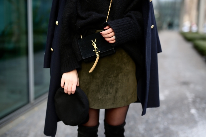 Details, Wildleder Rock, Saint Laurent Tasche, Zara Mantel