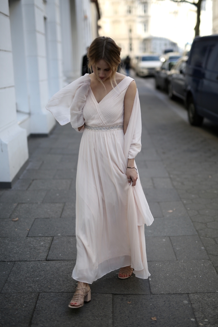 Abiball Kleid rose bodenlang, Chiffon
