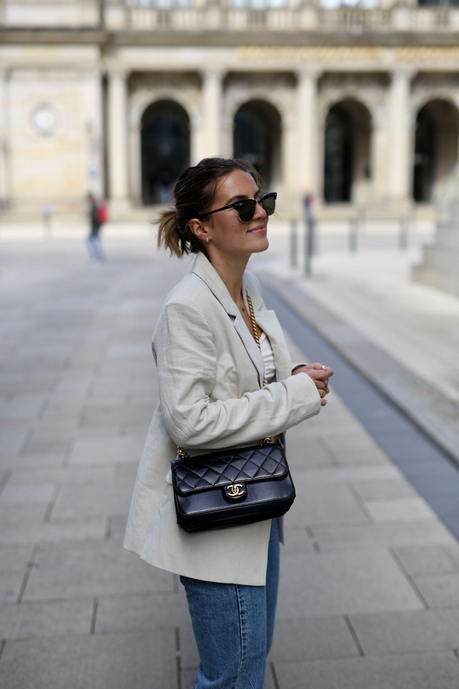 Black-chanel-bag-edited-Blazer-ray-ban-shades - Shoppisticated