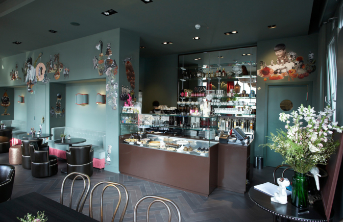 Bitter & Zart Frankfurt, Café, Inneneinrichtung, türkis, Kuchentheke