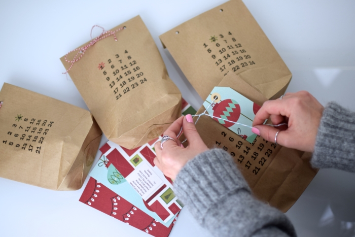 paper bags, gift ribbons, small christmas cards