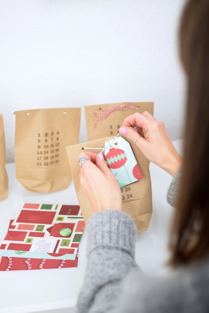 advent calendar, do it yourself, gift cards, ribbons