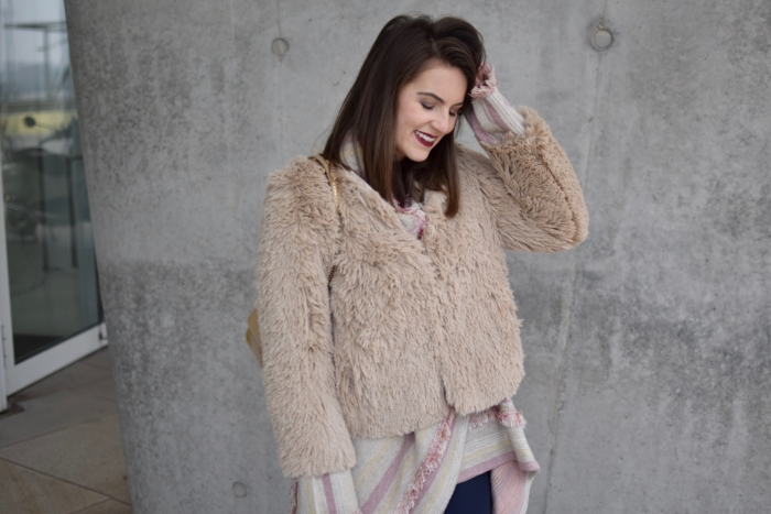 beige fur jacket, Patrizia Pepe 