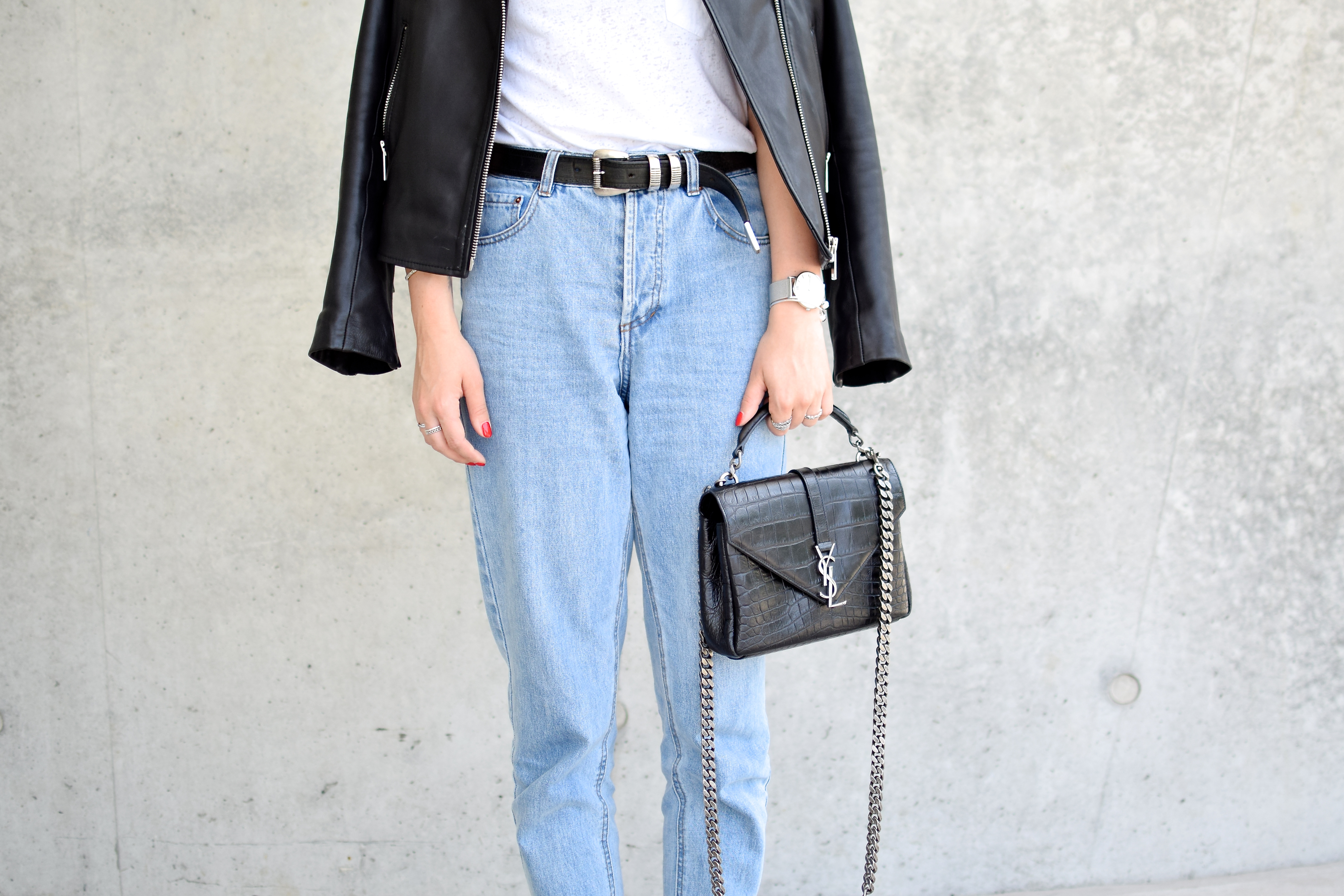 Mom Jeans, YSL Bag, Leatherjacket