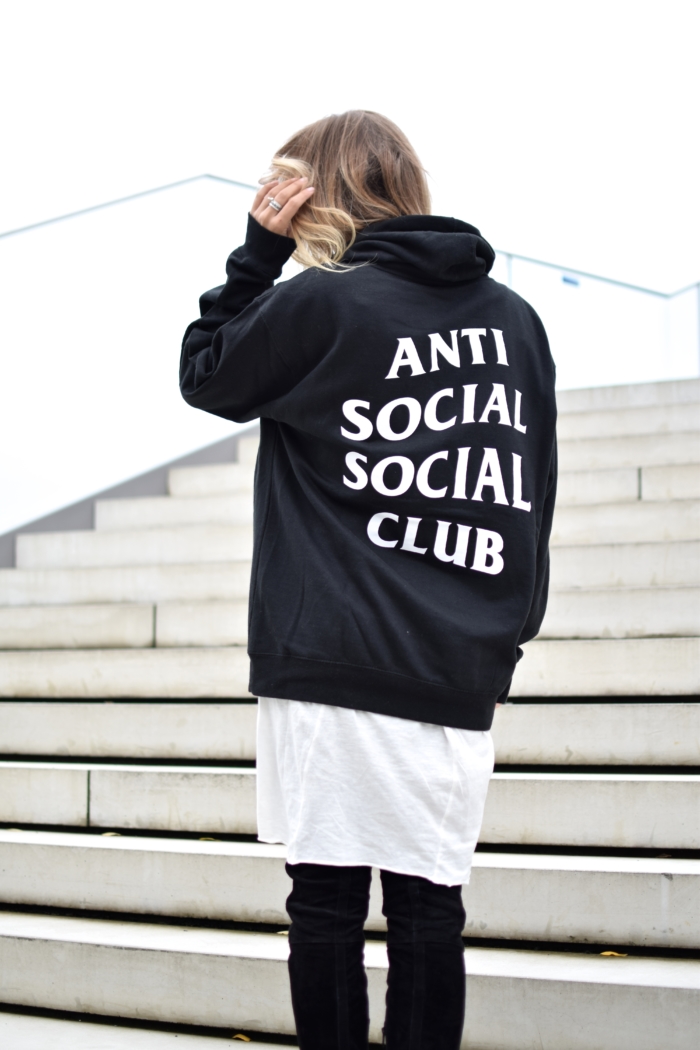 Hoodie Anti Social Club, white longshirt