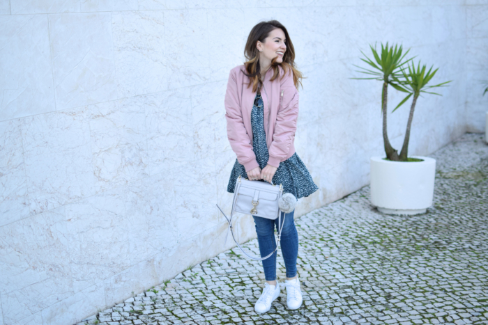 rosé bomber jacke