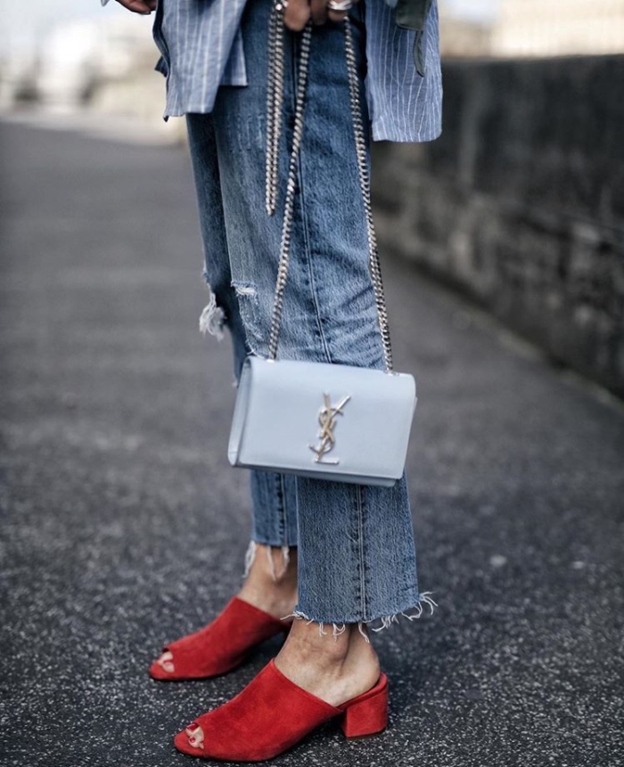 YSL, Mules, Rippes Jeans