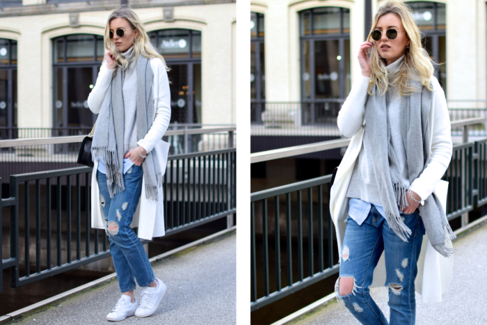 ripped jeans mit sneakers