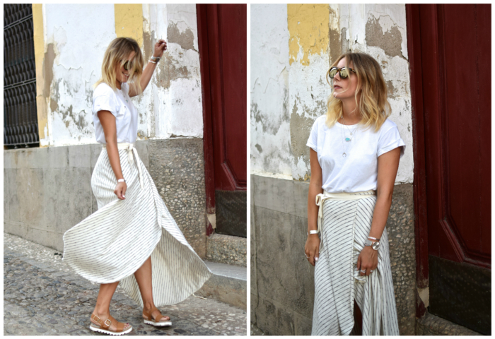 Summeroutfit, Maxiskirt, Stripes, White