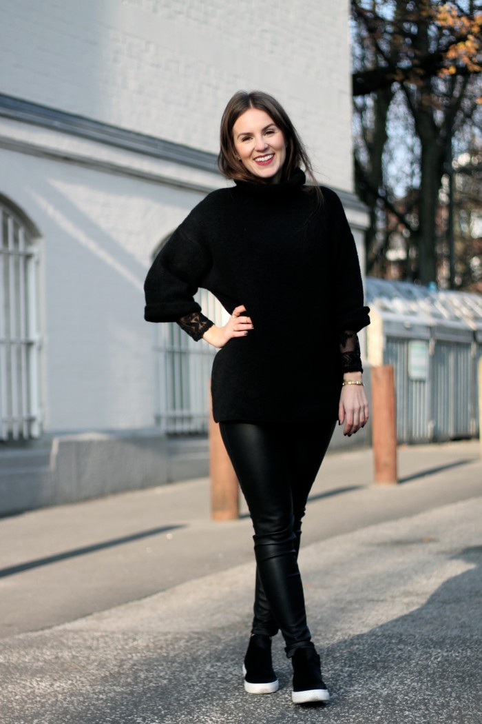 Schwarze Lederhose von Asos