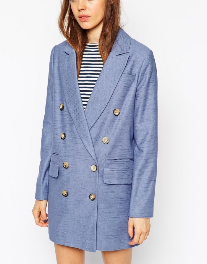 blauer Mantel mit Knöpfen Asos