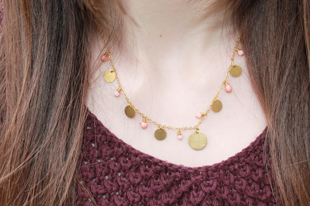 Necklace small plate multi coral gold plated by jewelberry