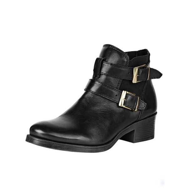 Stiefelette schwarz gold mit Schnalle
