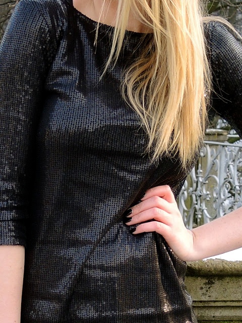 Black sequin dress by Michael Stars