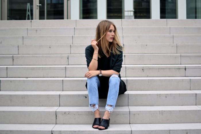 sitting girl on steps