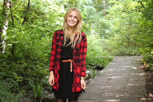 Schwarz rot karierte Bluse von H&M