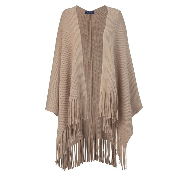 Poncho beige fransen