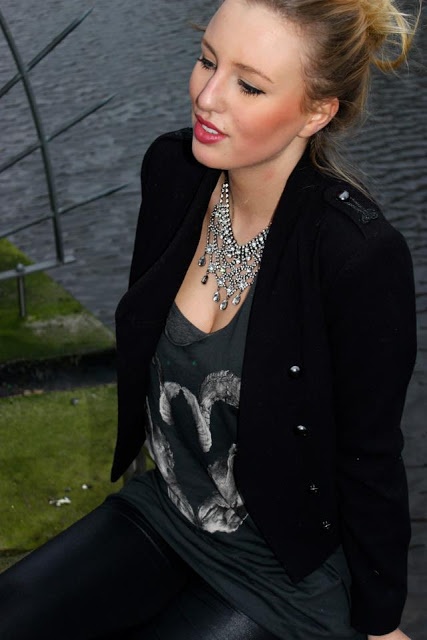 Schwarzes Print top von H&M