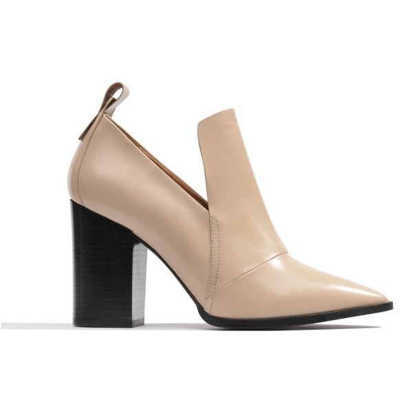 ankleboots spitz beige holzabsatz
