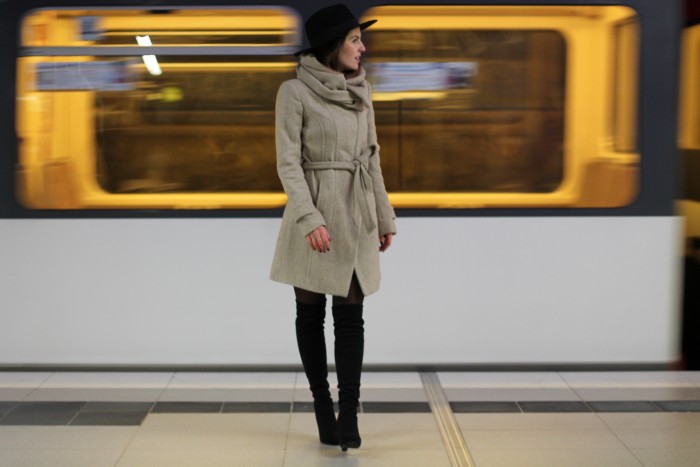 beige coat by zara