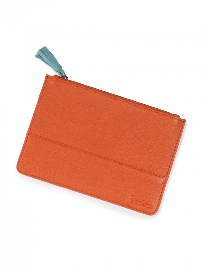 Clutch Orange aus Leder