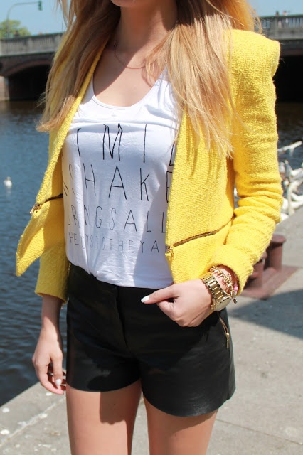yellow blazer by zara